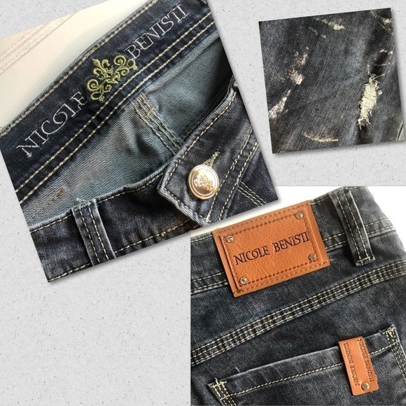 Nicole Benisti Distressed Jean Gray Size 28 Paint Splat NWOT Distressed Denim - Picture 8 of 16